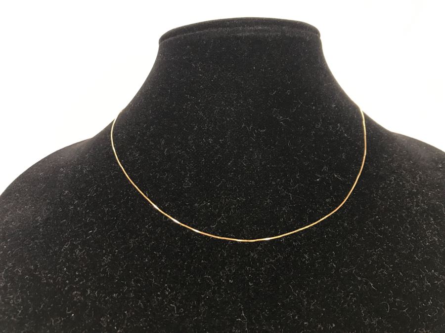 14k Yellow Gold Box Chain Necklace 0.8g [Photo 2]