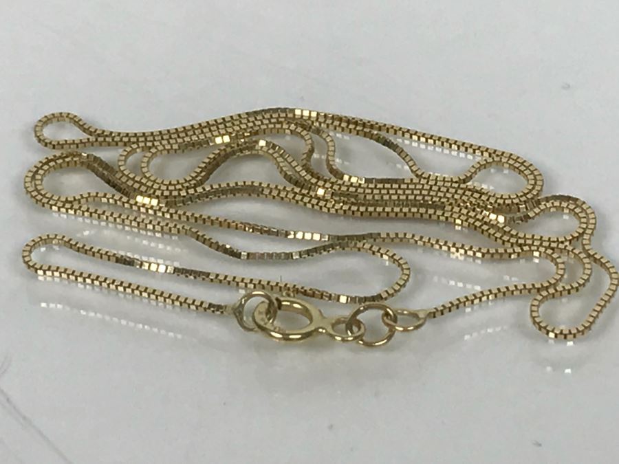14k Yellow Gold Box Chain Necklace 0.8g [Photo 1]