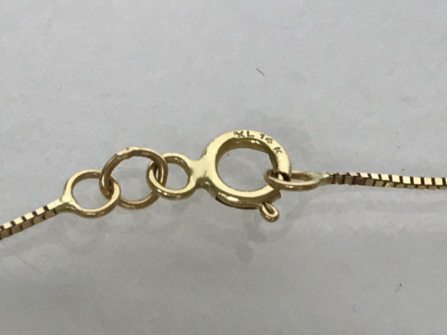 14k Yellow Gold Box Chain Necklace 0.8g [Photo 4]