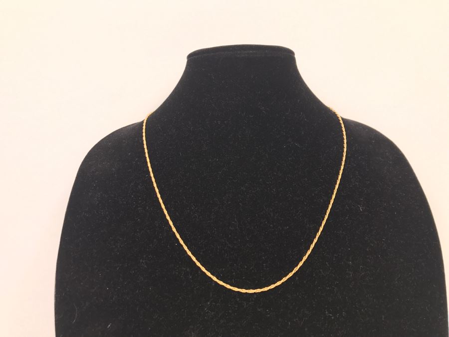 18k Yellow Gold Rope Chain Necklace 4.7g - See Details For Neck Display Photo [Photo 5]