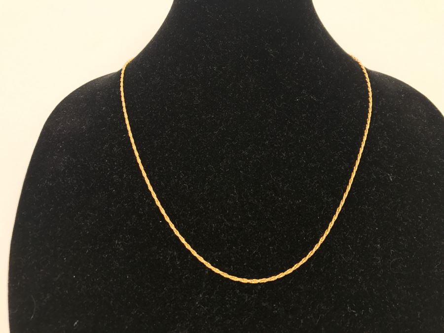 18k Yellow Gold Rope Chain Necklace 4.7g - See Details For Neck Display Photo [Photo 2]