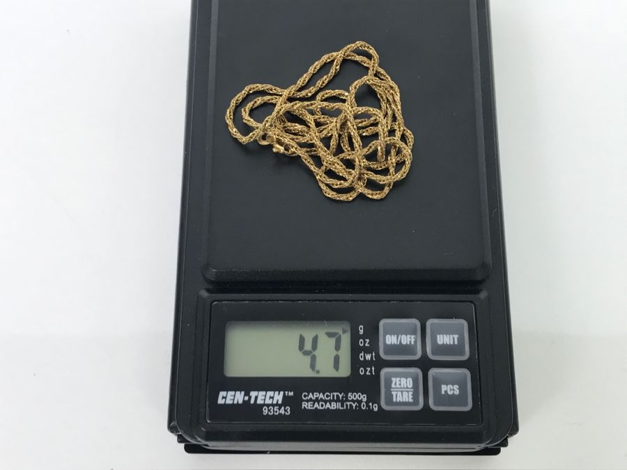 18k Yellow Gold Rope Chain Necklace 4.7g - See Details For Neck Display Photo [Photo 9]