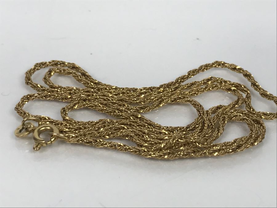 18k Yellow Gold Rope Chain Necklace 4.7g - See Details For Neck Display Photo