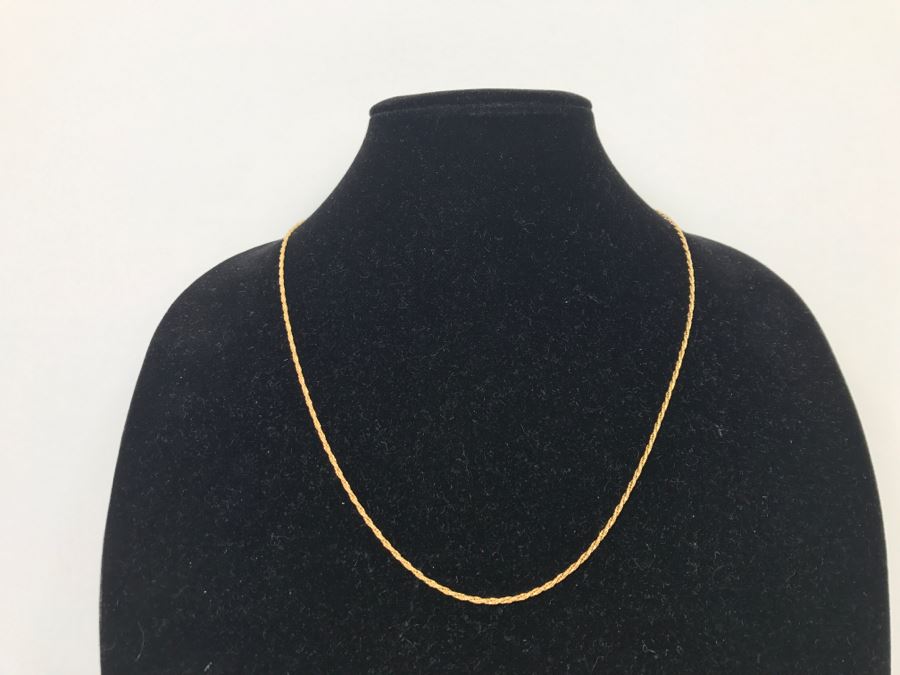 18k Yellow Gold Rope Chain Necklace 4.7g - See Details For Neck Display Photo [Photo 3]