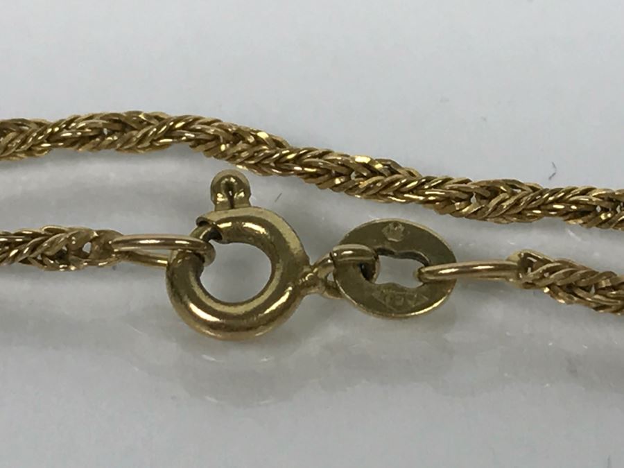 18k Yellow Gold Rope Chain Necklace 4.7g - See Details For Neck Display ...