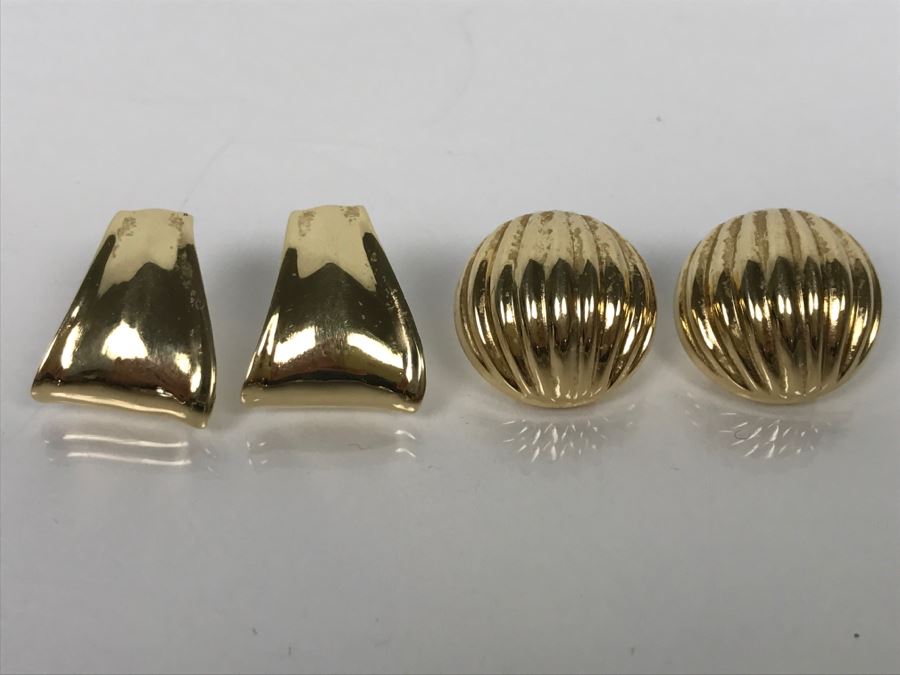 Pair Of 14k Yellow Gold Earrings 9.3g [Photo 3]