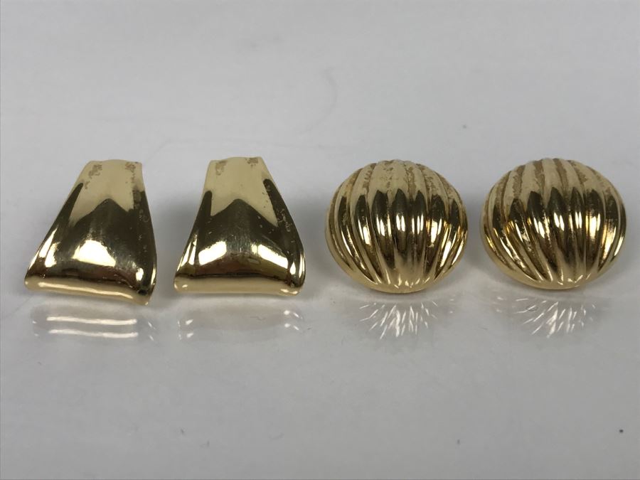 Pair Of 14k Yellow Gold Earrings 9.3g [Photo 2]