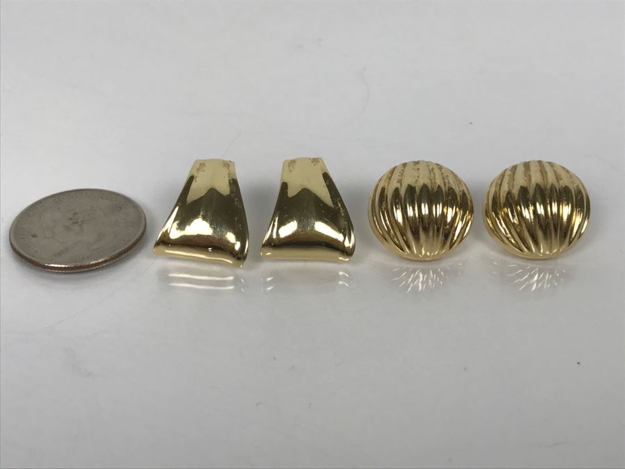 Pair Of 14k Yellow Gold Earrings 9.3g [Photo 4]