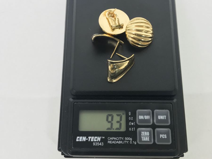 Pair Of 14k Yellow Gold Earrings 9.3g [Photo 10]