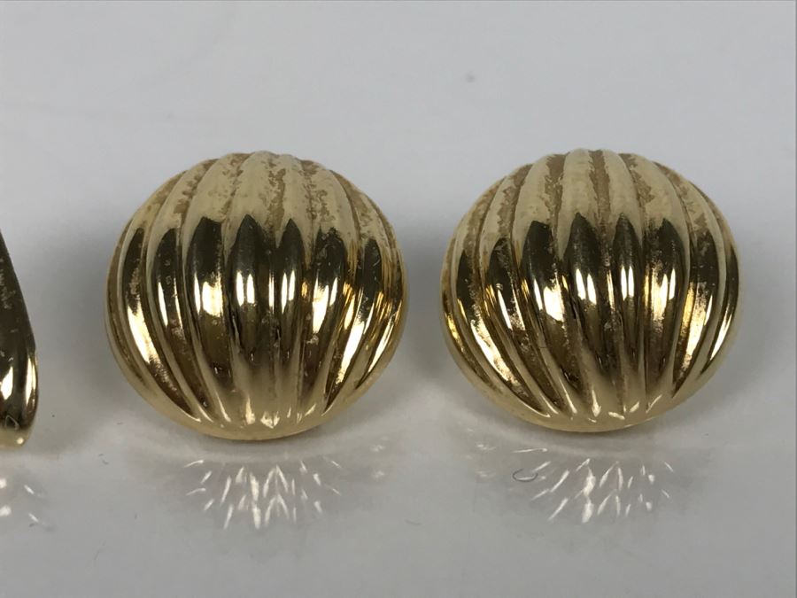 Pair Of 14k Yellow Gold Earrings 9.3g [Photo 5]