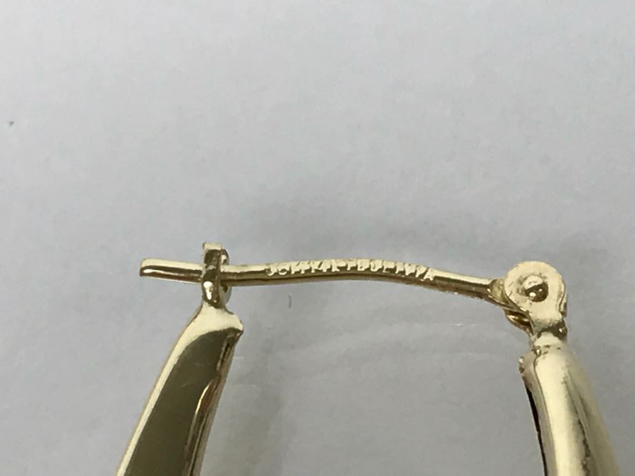 Pair Of Signed 14k Yellow Gold Earrings 8.2g [Photo 13]