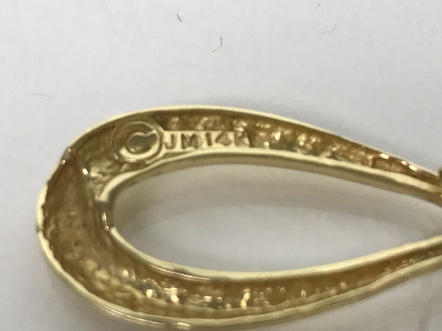 Pair Of Signed 14k Yellow Gold Earrings 8.2g [Photo 11]