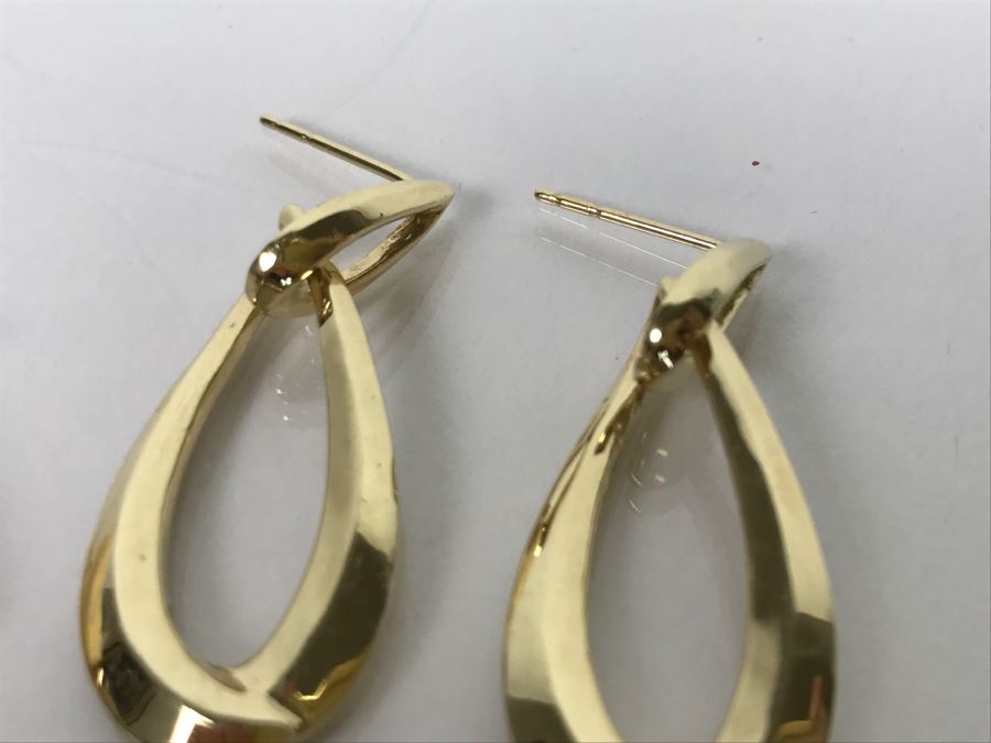 Pair Of Signed 14k Yellow Gold Earrings 8.2g [Photo 10]