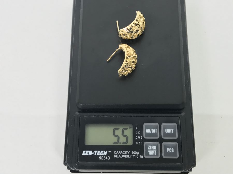 Pair Of 14k Yellow Gold Earrings 5.5g [Photo 7]