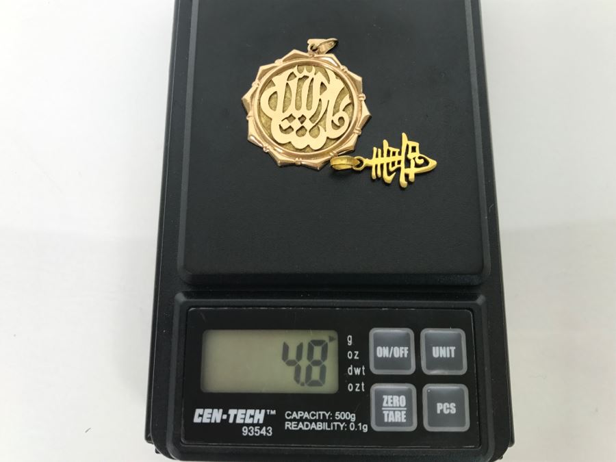 Pair Of 14k Yellow Gold Asian Pendants 4.8g [Photo 9]