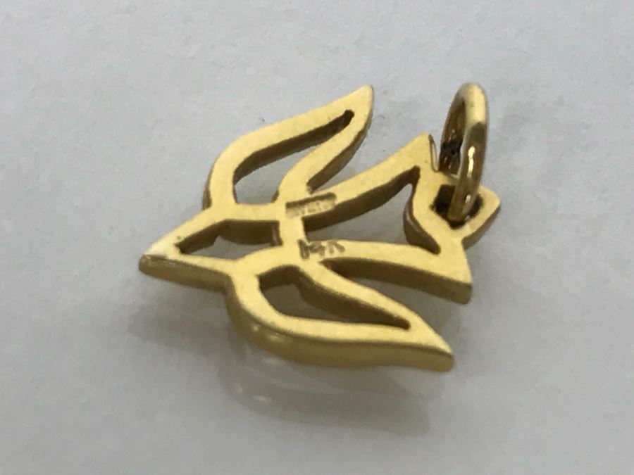 Pair Of 14k Yellow Gold Pendants Mother And Child Pendant And Bird Pendant 2.8g [Photo 6]