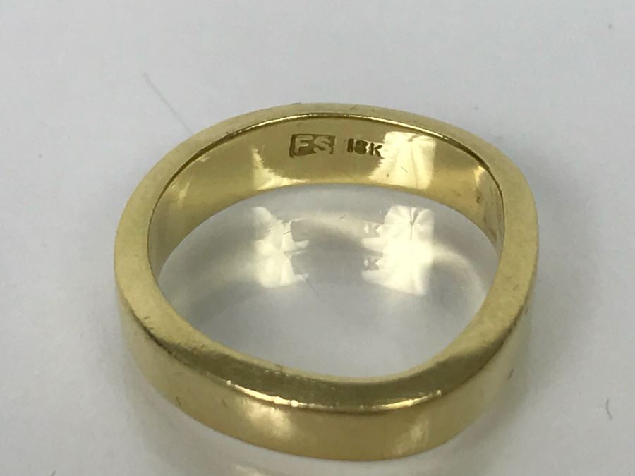 18k Yellow Gold Ring Signed FS 6.2g Ring Size 5 1/4