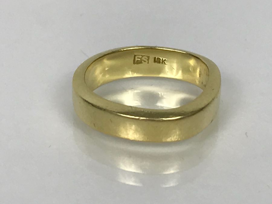 18k Yellow Gold Ring Signed FS 6.2g Ring Size 5 1/4