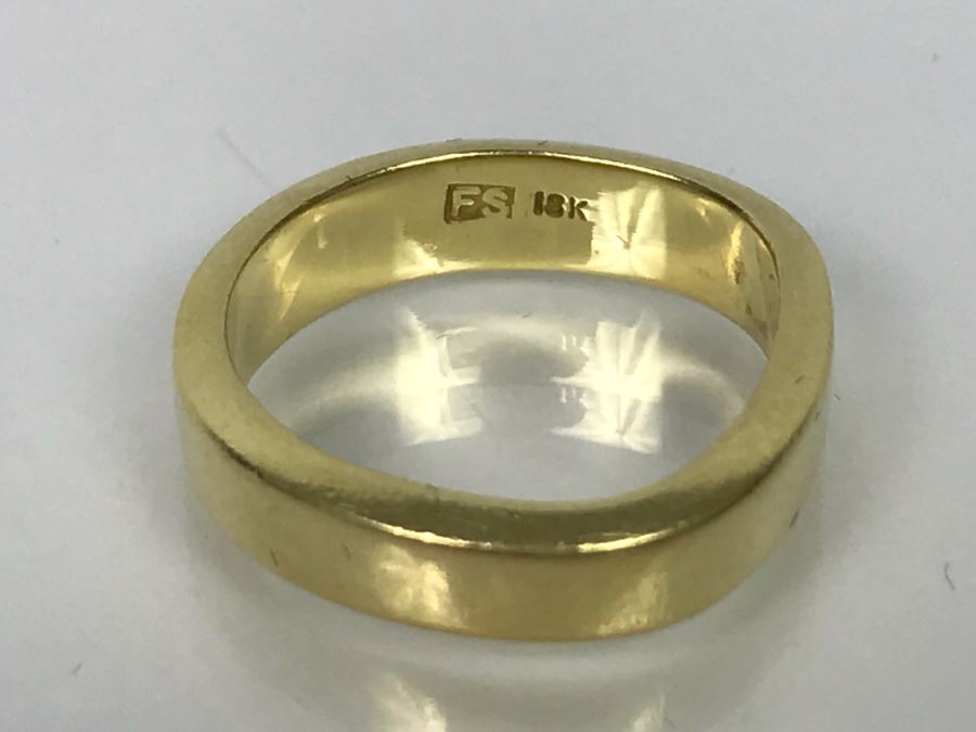 18k Yellow Gold Ring Signed FS 6.2g Ring Size 5 1/4
