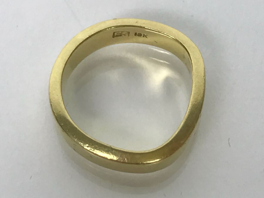 18k Yellow Gold Ring Signed FS 6.2g Ring Size 5 1/4 [Photo 6]