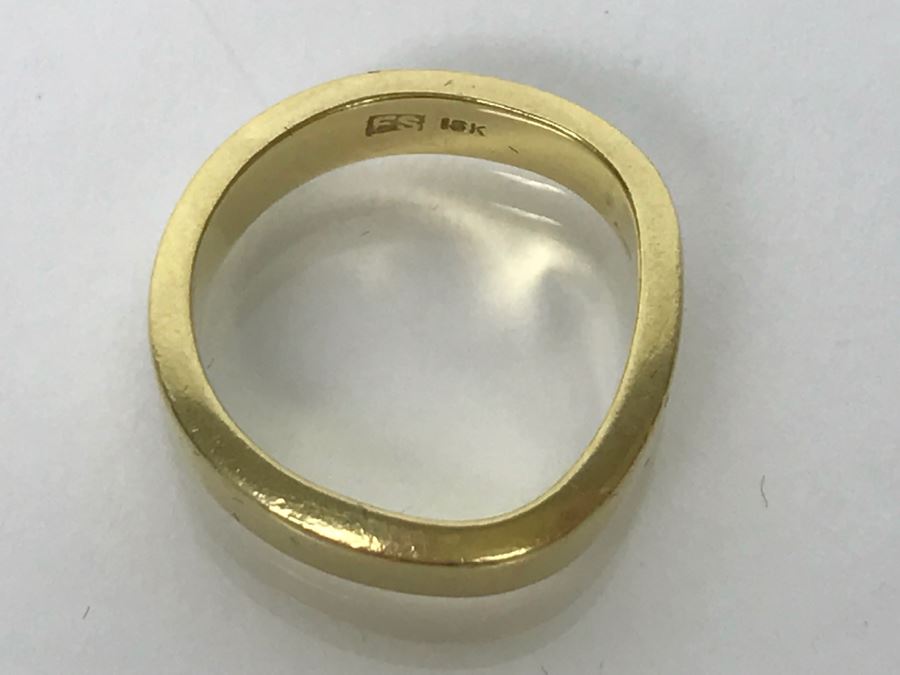 18k Yellow Gold Ring Signed FS 6.2g Ring Size 5 1/4 [Photo 1]
