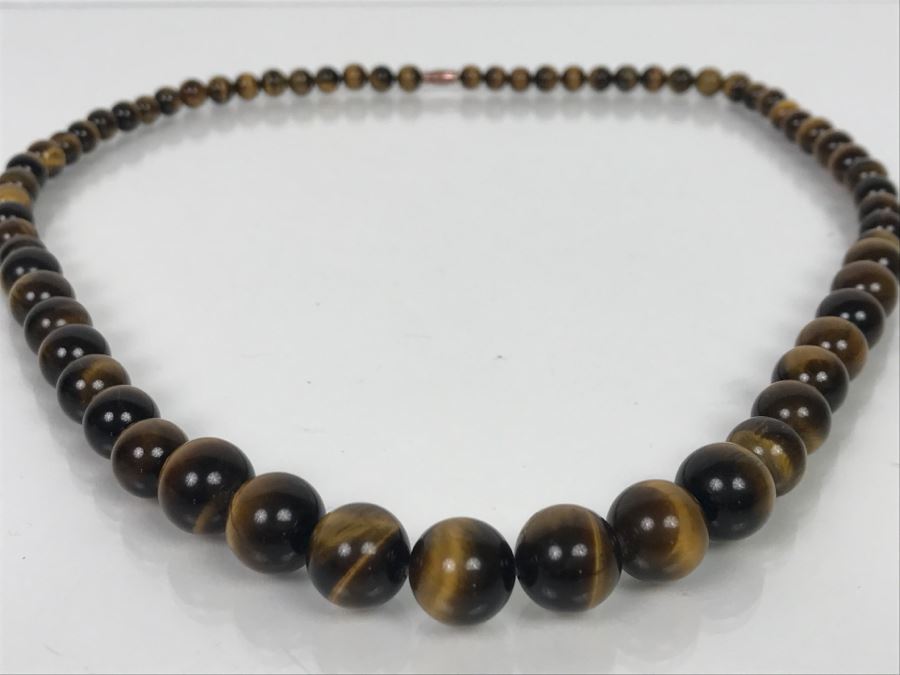 Graduated Tiger's Eye Polished Stone Necklace [Photo 7]