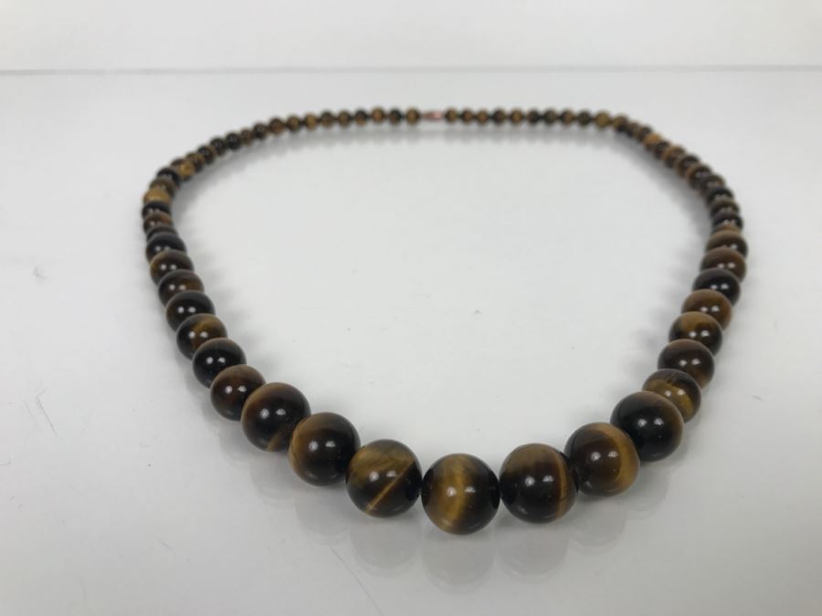 Graduated Tiger's Eye Polished Stone Necklace [Photo 4]