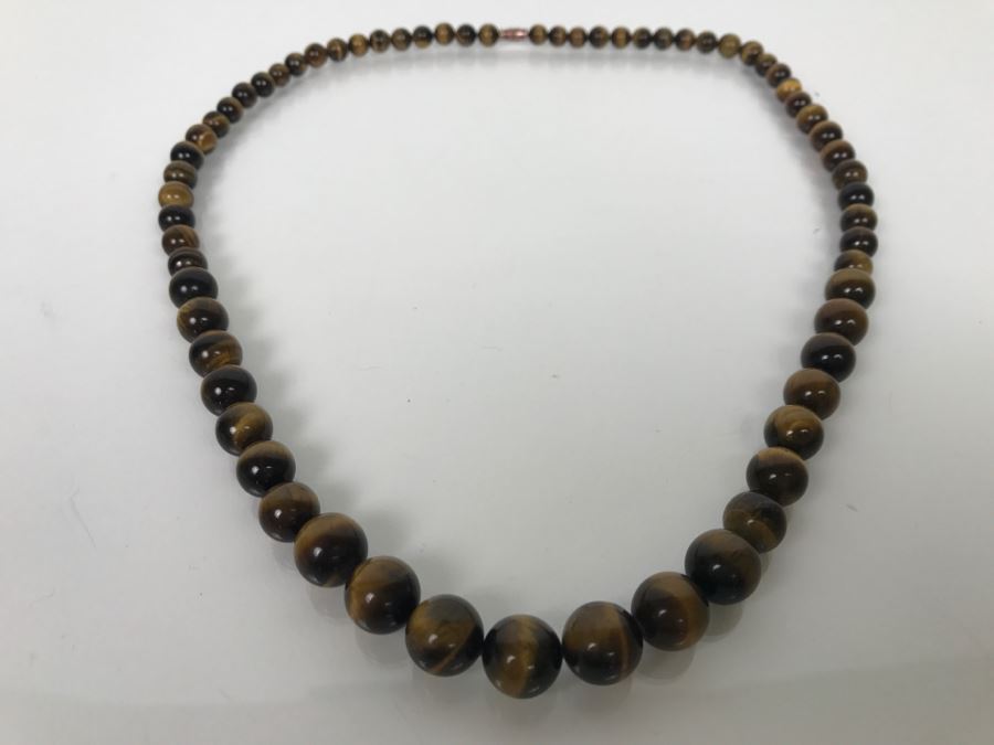 Graduated Tiger's Eye Polished Stone Necklace [Photo 5]