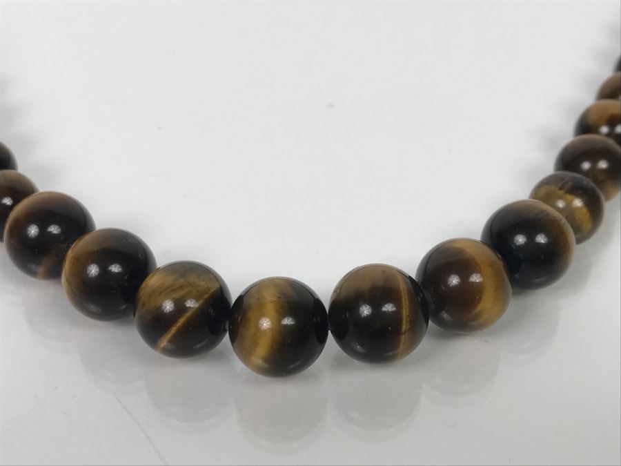 Graduated Tiger's Eye Polished Stone Necklace [Photo 6]