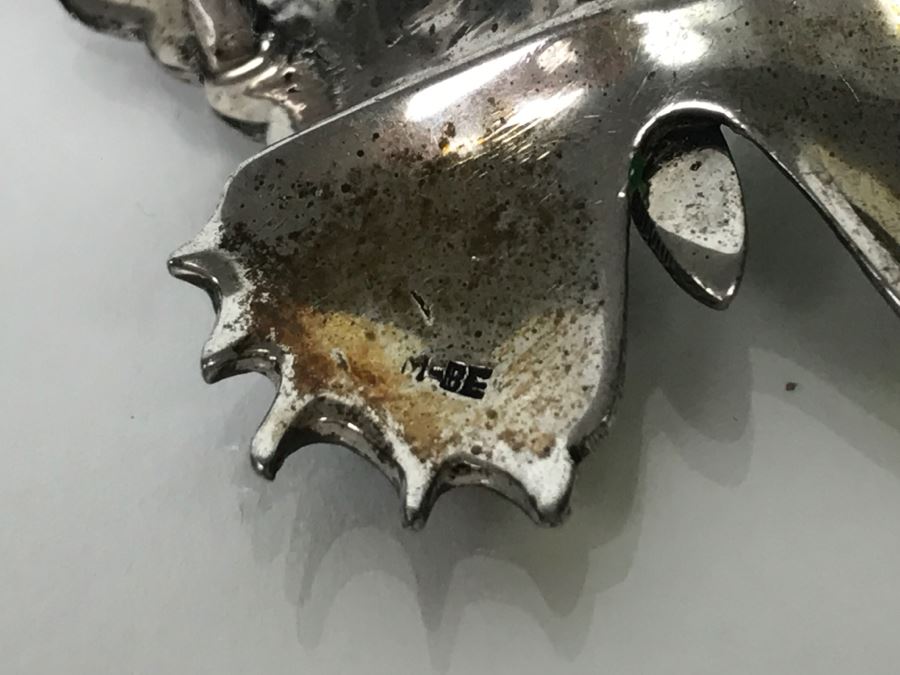 Sterling Silver Enamel Butterfly Brooch Pin 11.3g [Photo 8]