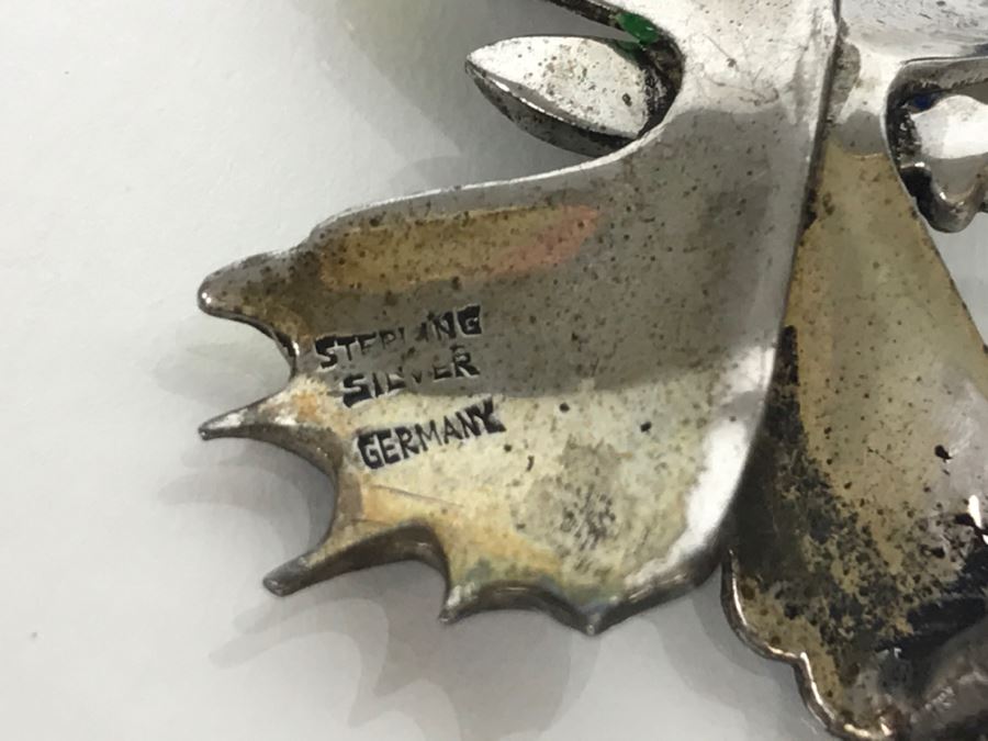 Sterling Silver Enamel Butterfly Brooch Pin 11.3g [Photo 9]