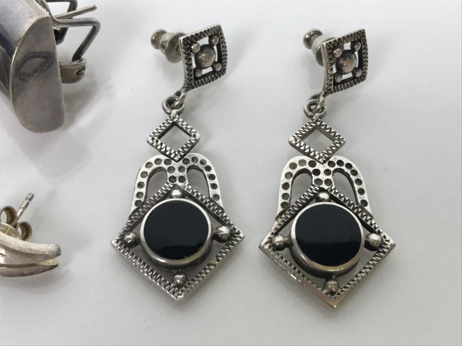 (3) Pairs Of Sterling Silver Earrings 25.8g [Photo 7]