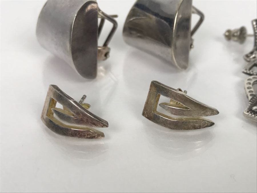 (3) Pairs Of Sterling Silver Earrings 25.8g [Photo 6]
