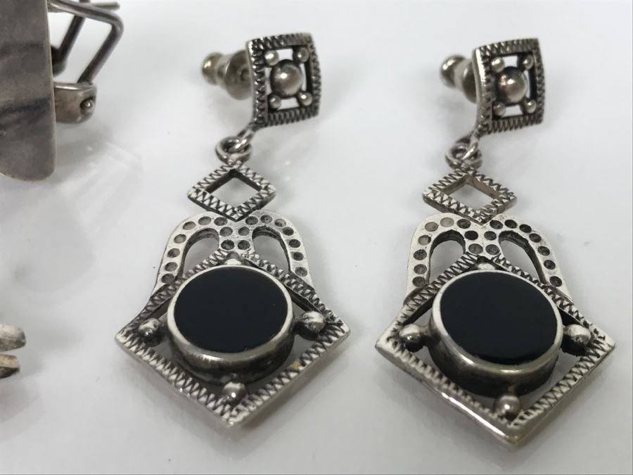 (3) Pairs Of Sterling Silver Earrings 25.8g [Photo 8]
