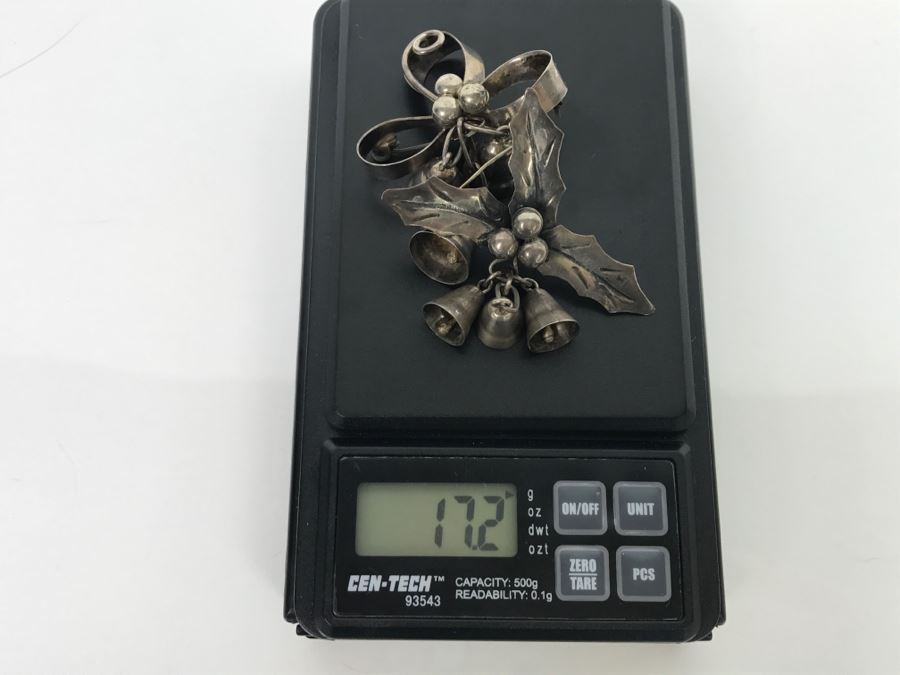 Pair Of Sterling Silver Brooches Pins 17.2g [Photo 10]