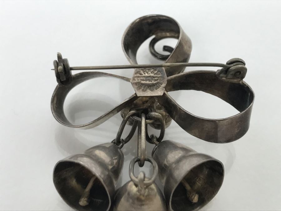 Pair Of Sterling Silver Brooches Pins 17.2g [Photo 8]