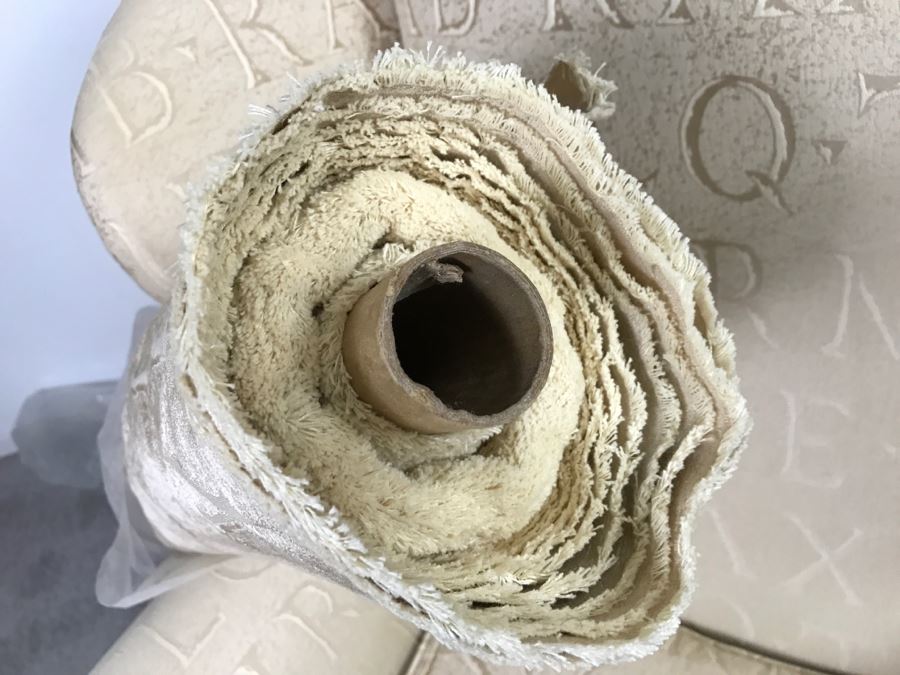 Queen Anne Style Wingback Armchair With Bolt Of Fabric For Reupholstering Chair [Photo 10]