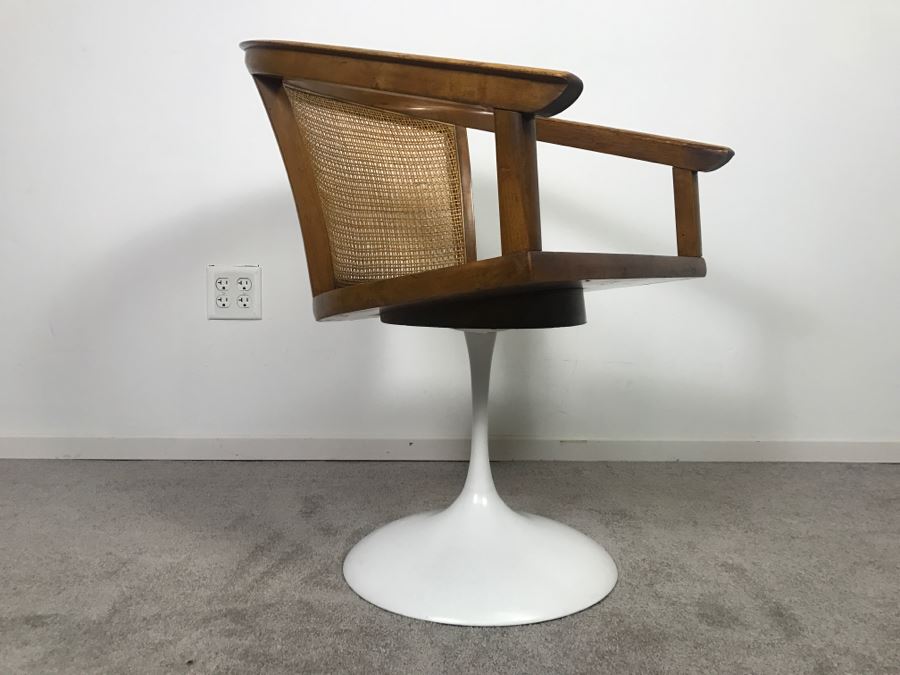 Mid-Century Tulip Base Cane Back Armchair (Does Not Swivel) [Photo 8]
