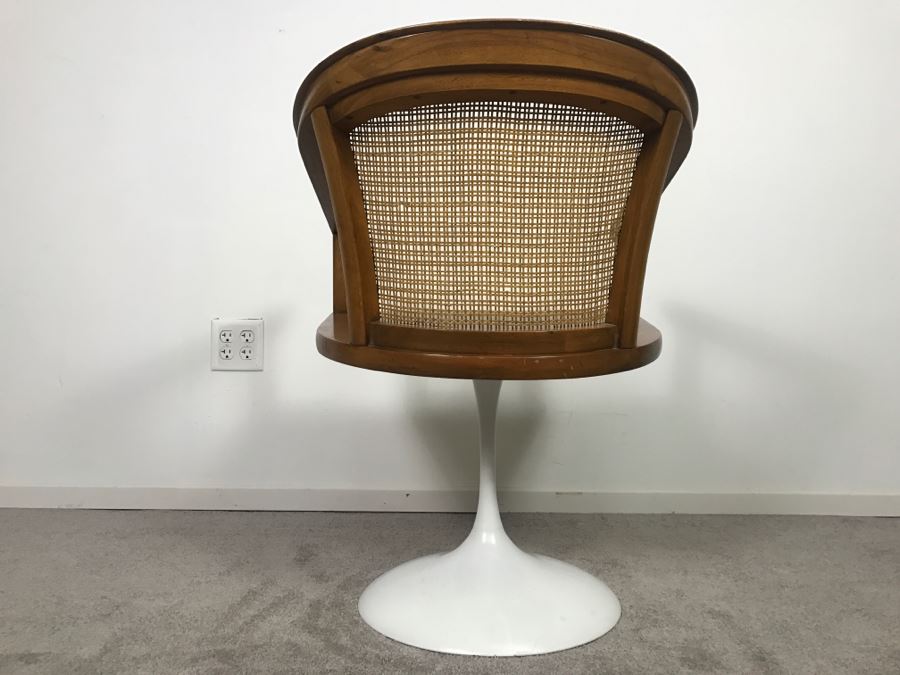 Mid-Century Tulip Base Cane Back Armchair (Does Not Swivel) [Photo 9]