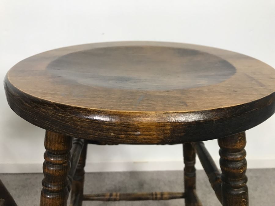 Set Of (3) Wooden Bar Stools [Photo 5]