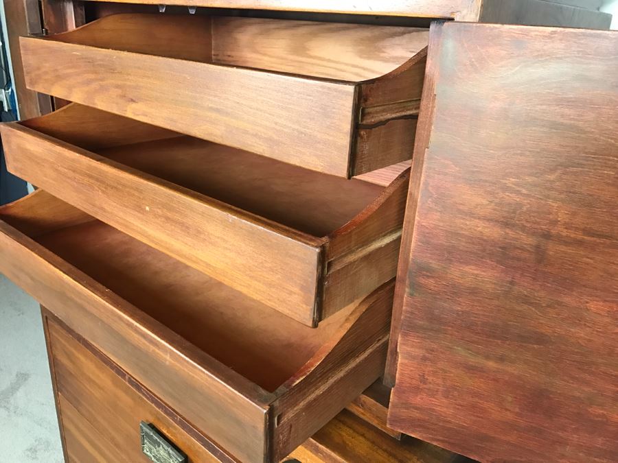 Stunning Mid-Century Chinoiserie Gentleman's Dresser Chest Of Drawers 38'W X 61'H X 20'D [Photo 10]