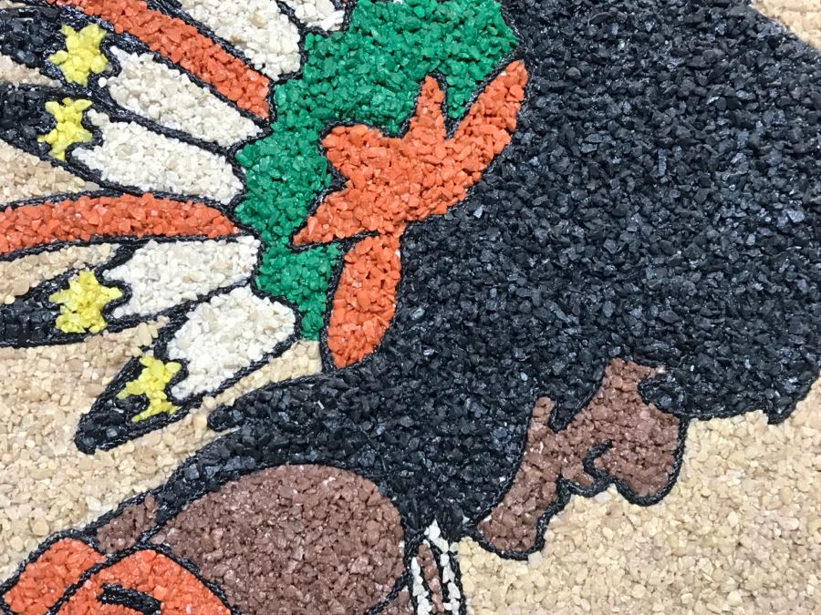 Pair Of Decorative Colored Stone Artwork Pieces Depicting Native American Indian Dances [Photo 5]