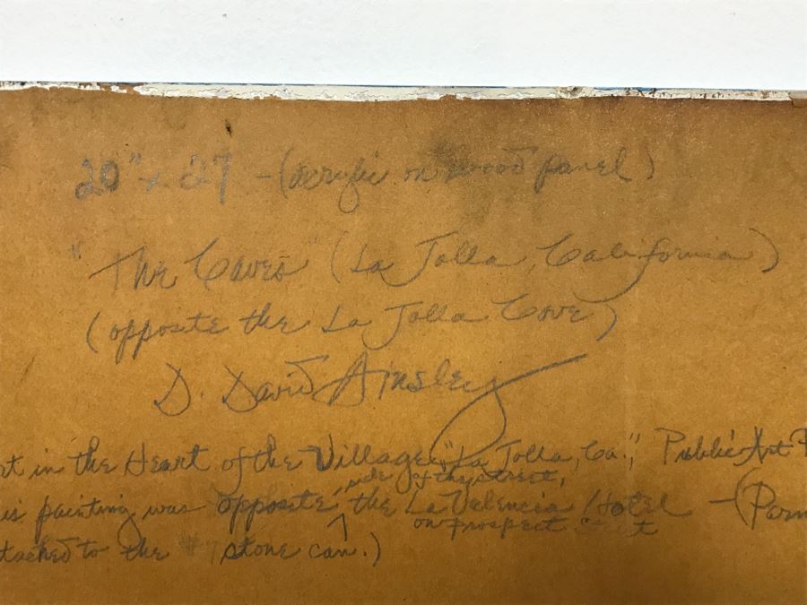 ORIGINAL Donald 'David' Ainsley Plein Air Painting Of The Caves Near La Jolla Cove La Jolla, CA 20' X 27' [Photo 19]