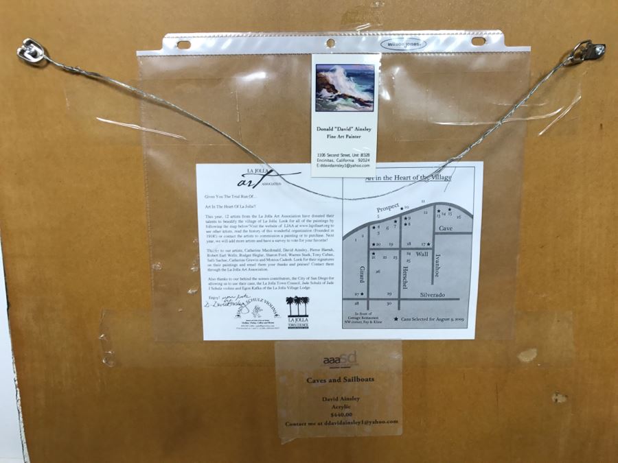 ORIGINAL Donald 'David' Ainsley Plein Air Painting Of The Caves Near La Jolla Cove La Jolla, CA 20' X 27' [Photo 12]