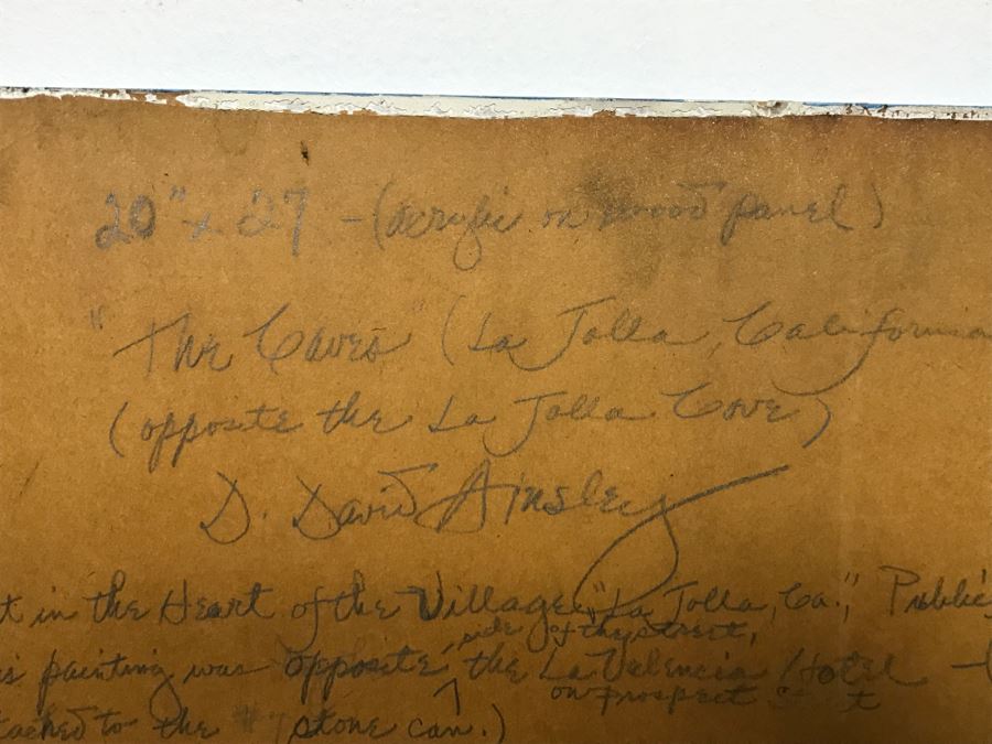 ORIGINAL Donald 'David' Ainsley Plein Air Painting Of The Caves Near La Jolla Cove La Jolla, CA 20' X 27' [Photo 18]