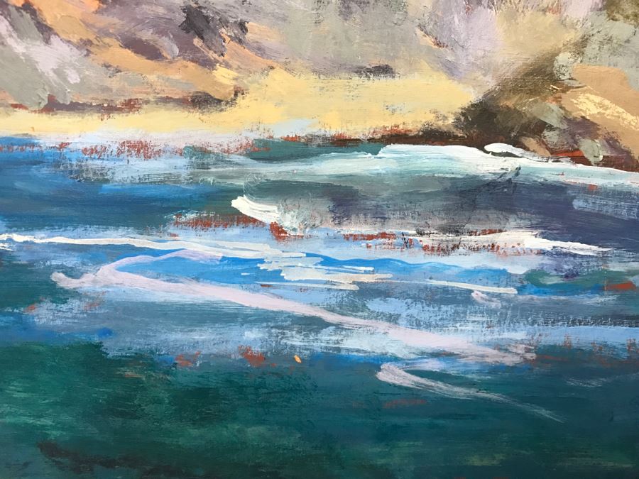 ORIGINAL Donald 'David' Ainsley Plein Air Painting Of The Caves Near La Jolla Cove La Jolla, CA 20' X 27' [Photo 9]