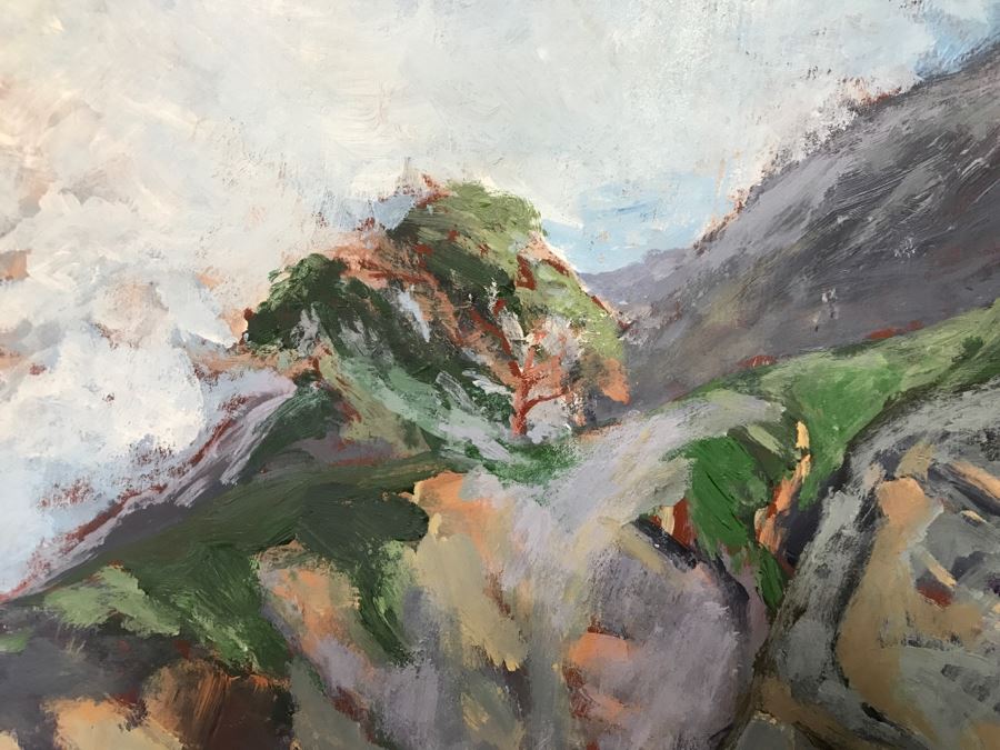 ORIGINAL Donald 'David' Ainsley Plein Air Painting Of The Caves Near La Jolla Cove La Jolla, CA 20' X 27' [Photo 4]