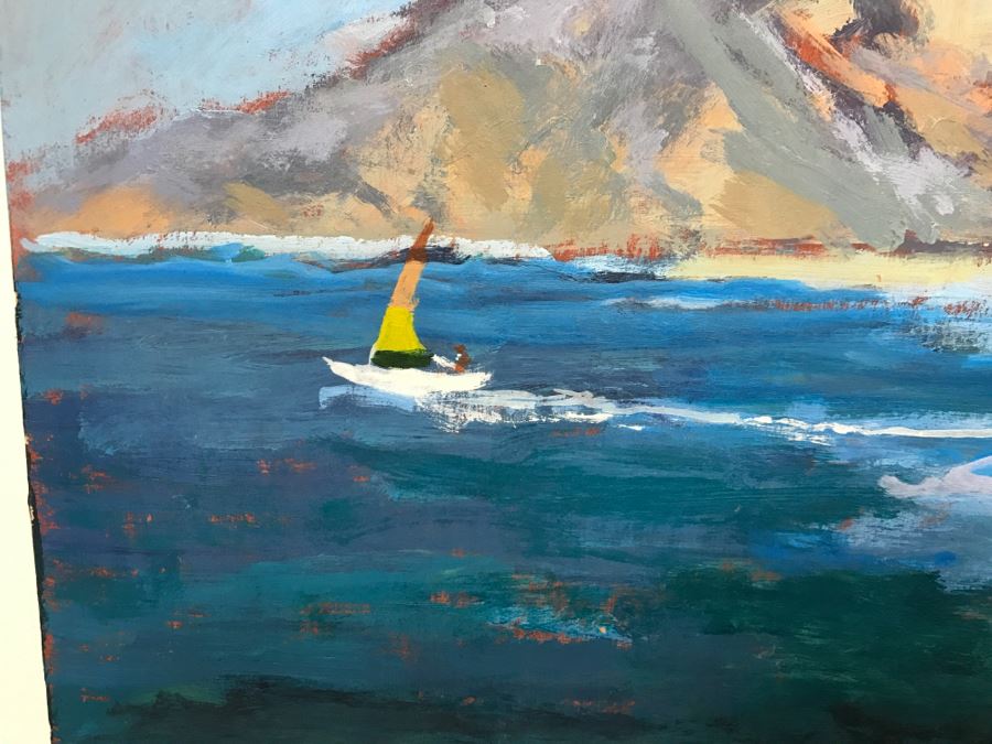 ORIGINAL Donald 'David' Ainsley Plein Air Painting Of The Caves Near La Jolla Cove La Jolla, CA 20' X 27' [Photo 5]