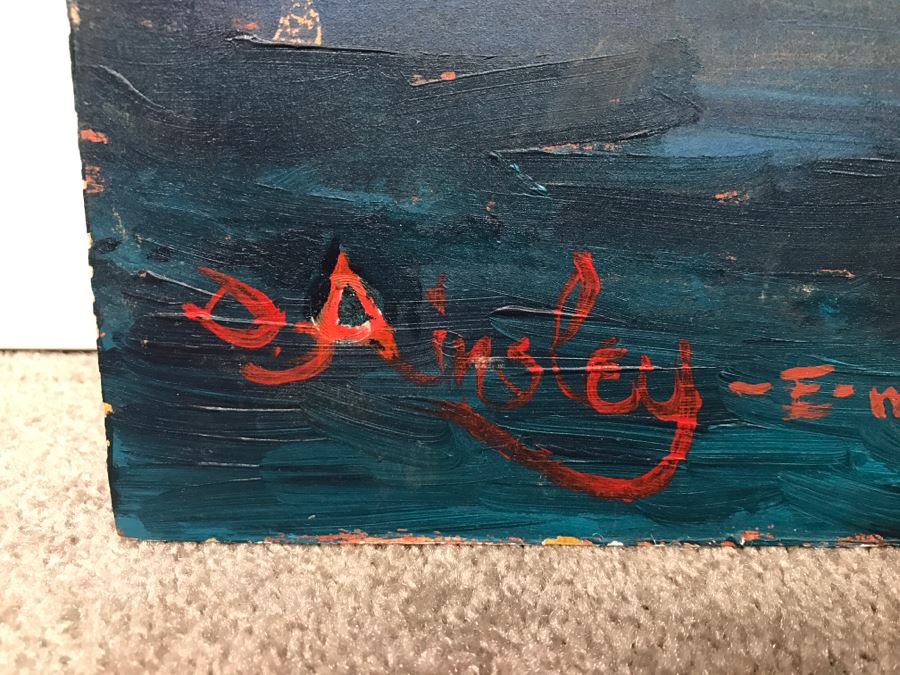 ORIGINAL Donald 'David' Ainsley Plein Air Painting Of The Caves Near La Jolla Cove La Jolla, CA 20' X 27' [Photo 6]