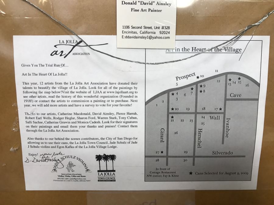 ORIGINAL Donald 'David' Ainsley Plein Air Painting Of The Caves Near La Jolla Cove La Jolla, CA 20' X 27' [Photo 14]